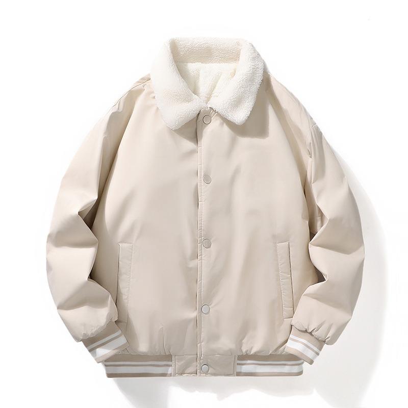 Lamb Wool Cotton-padded Jacket for Men and Women, Piled and Thickened Cotton-padded Jacket In Autumn and Winter, Lapel Cotton-padded Jacket.