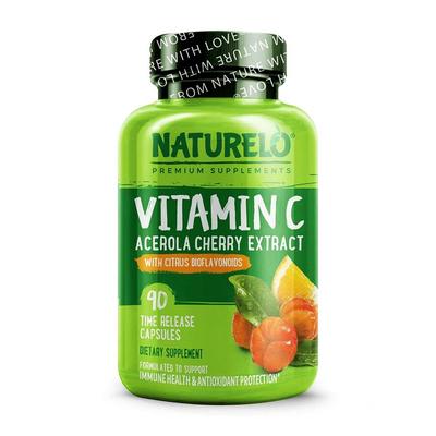 Vitamin C Acerola-Kirsch-Extrakt mit Citrus-Bioflavonoiden, 90 Kapseln mit verzögerter Freisetzung