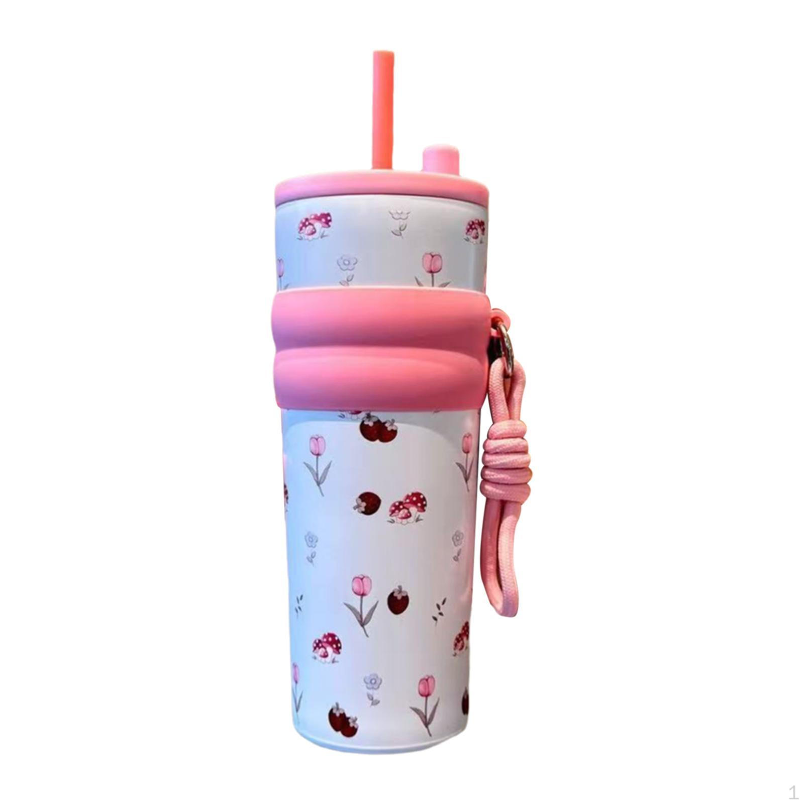 

710ml Stainless Steel Insulated Tumbler for Women - Ideal Sports, Travel, Graduations, Picnics, Pink Small Flower