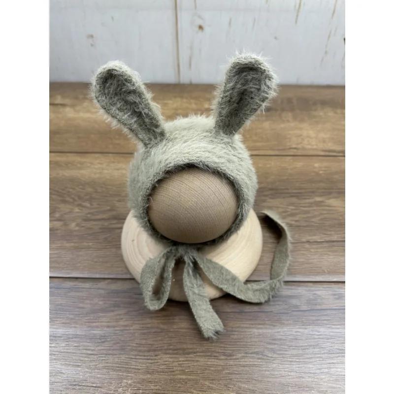 Newborn Knitted Rabbit Doll Outfit Photography Props with Soft Plush Tail Perfect for Baby Cosplay Photoshoots Must-Have