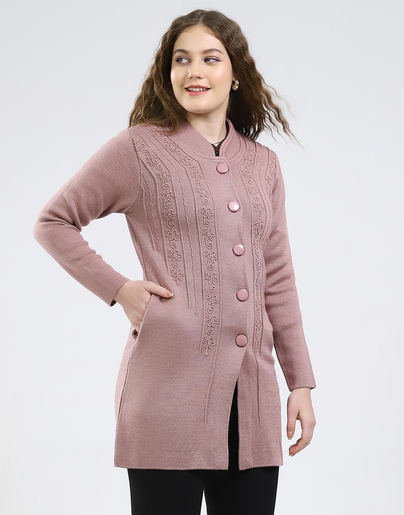 Monte Carlo Women Round Neck Full Sleeve Knitted Coat