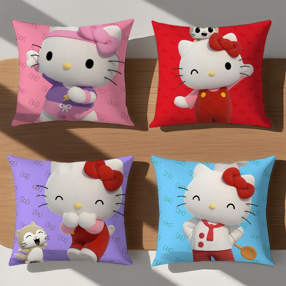 Kawaii Cartoon Cat H-Hello K-Kitty Cute Art Sro Comfortable Soft Pillow Case For Sofa Living Room Home Decor Protective Covers