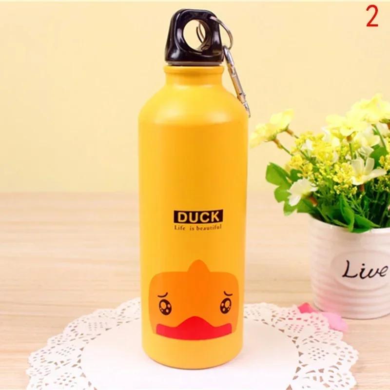 1 Pcs 500ML Candy Color Cute Cartoon Pattern Aluminum Water Bottle Kitchen Accessories Metal Water Bottle 0.5L