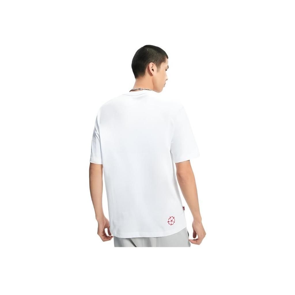 Li Ning Sport Fashion Series Text Print Round Neck Short Sleeve T-Shirt Men Tops White AHSRB91-4