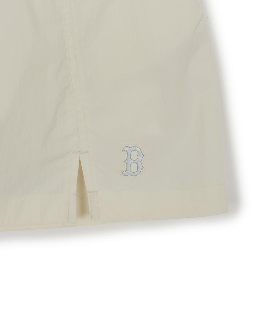 Emelbi Women'S Gorpcore Glossy Shirred Mini Skirt Bos (Cream)