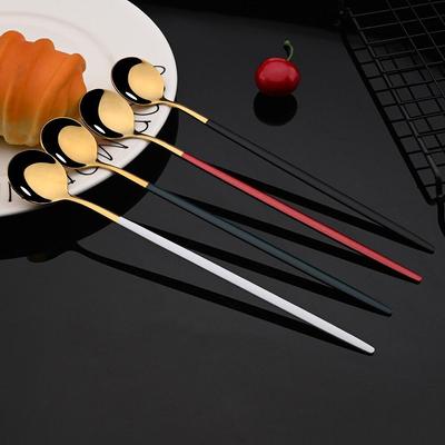 20 cm Langstieligen Edelstahl 4 Teile/satz Eis Dessert Tee Löffel Bunte Kaffee Löffel Geschirr Besteck Küche Werkzeuge