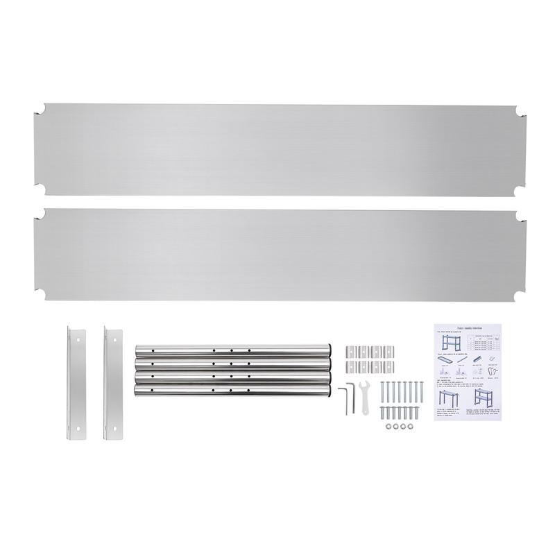 Stainless Steel Shelving, 2 Tier Adjustable Shelf Storage, Heavy Duty Shelving 60.2*15.7*3.5in For Storing And Displaying Goods