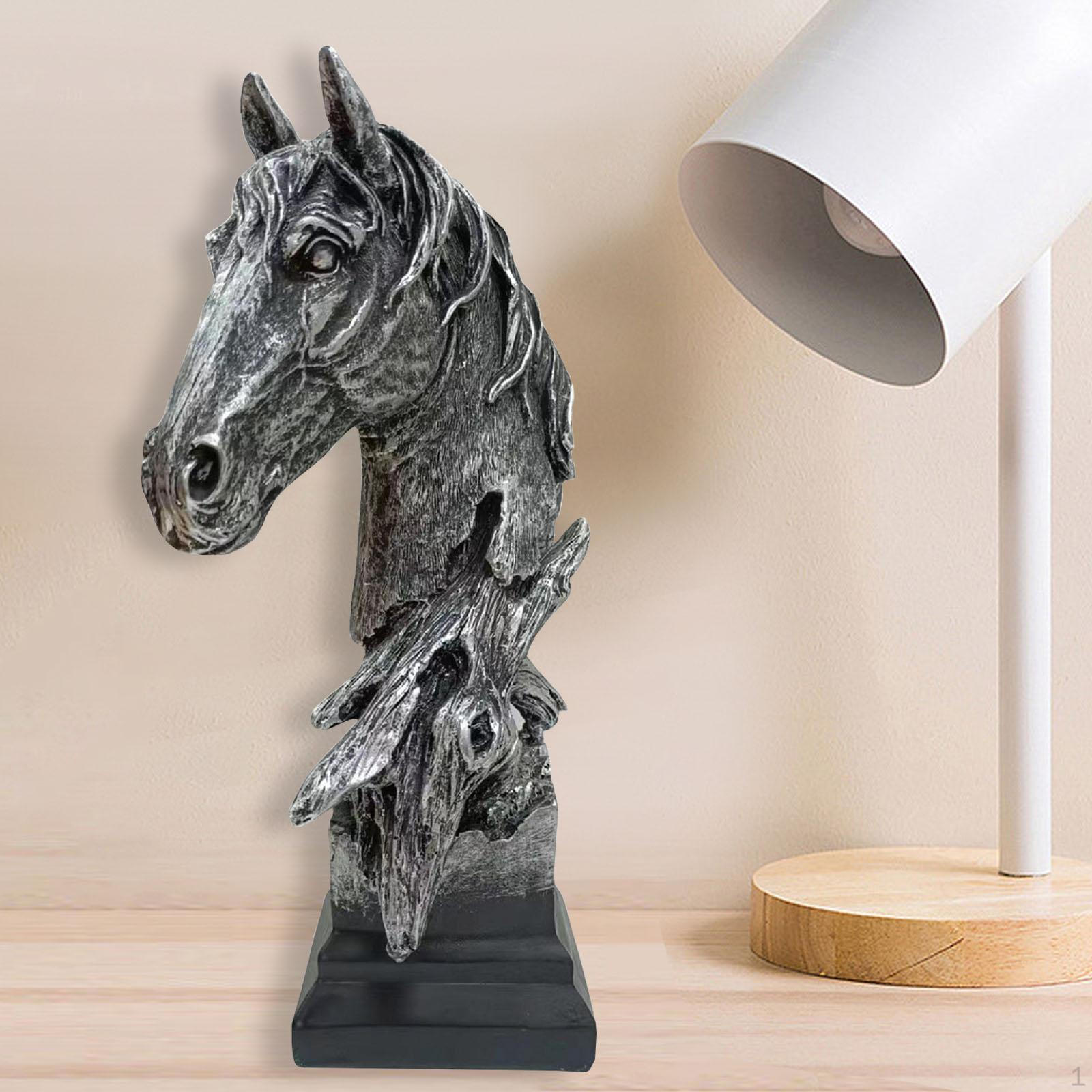 

Horse Head Statue Animal Sculpture Collectible Handcarved, Modern Desktop срібний