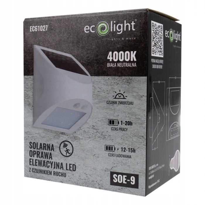 Biała Lampa Solarna Elewacyjna 3W 4000K Soe-9