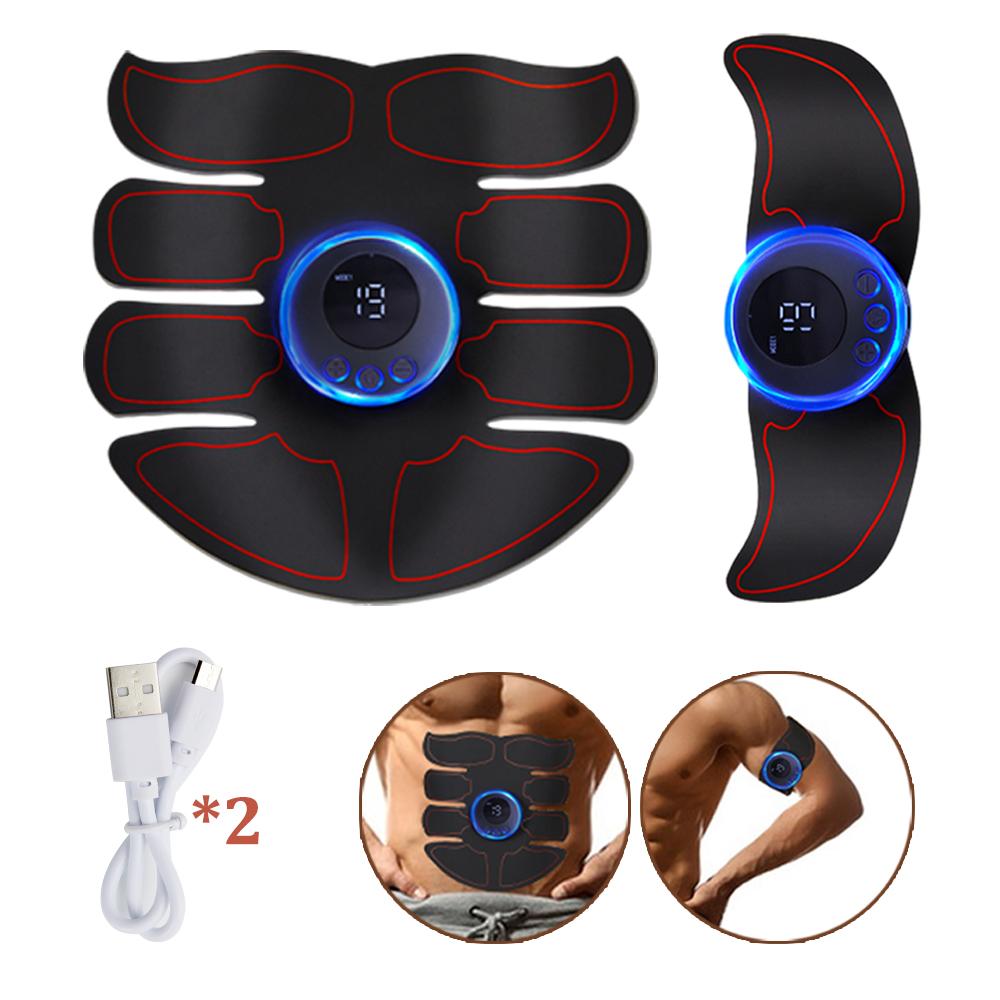 Electric Muscle Stimulator EMS Abdominal Fitness Stickers Rechargeable Body Slim Massager Wireless LCD Display Buttocks Trainer