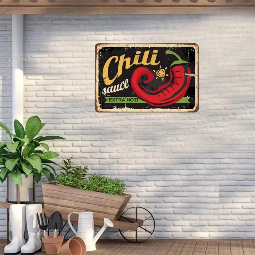 Vintage Advertisement With Chili Pepper Vintage Metal Tin Sign Wall Decor , Farmhouse Decor,20X30CM