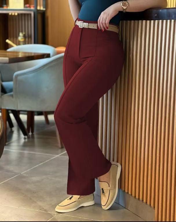 Ku Jing European & American High-Waisted Women's Slimming Straight-Leg Pants 2025