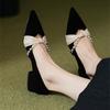 Francuskie retro koralikowe buty na grubym obcasie damskie wiosenne i jesienne nowe wsuwane matowe lekkie usta wszechstronne na niskim obcasie damskie buty modne