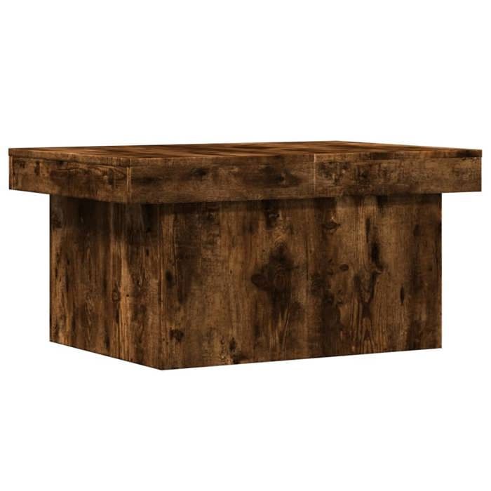 VidaXL Table basse chêne fumé 80x55x40 cm bois d'ingénierie, table latérale, table de salon, table d'accent, bout de canapé, 840867