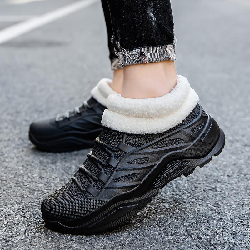 Men's foam rain shoes non-slip and waterproof fashion rain boots fleece thermal rubber shoes lightweight soft sole short tube water shoe cover shoes