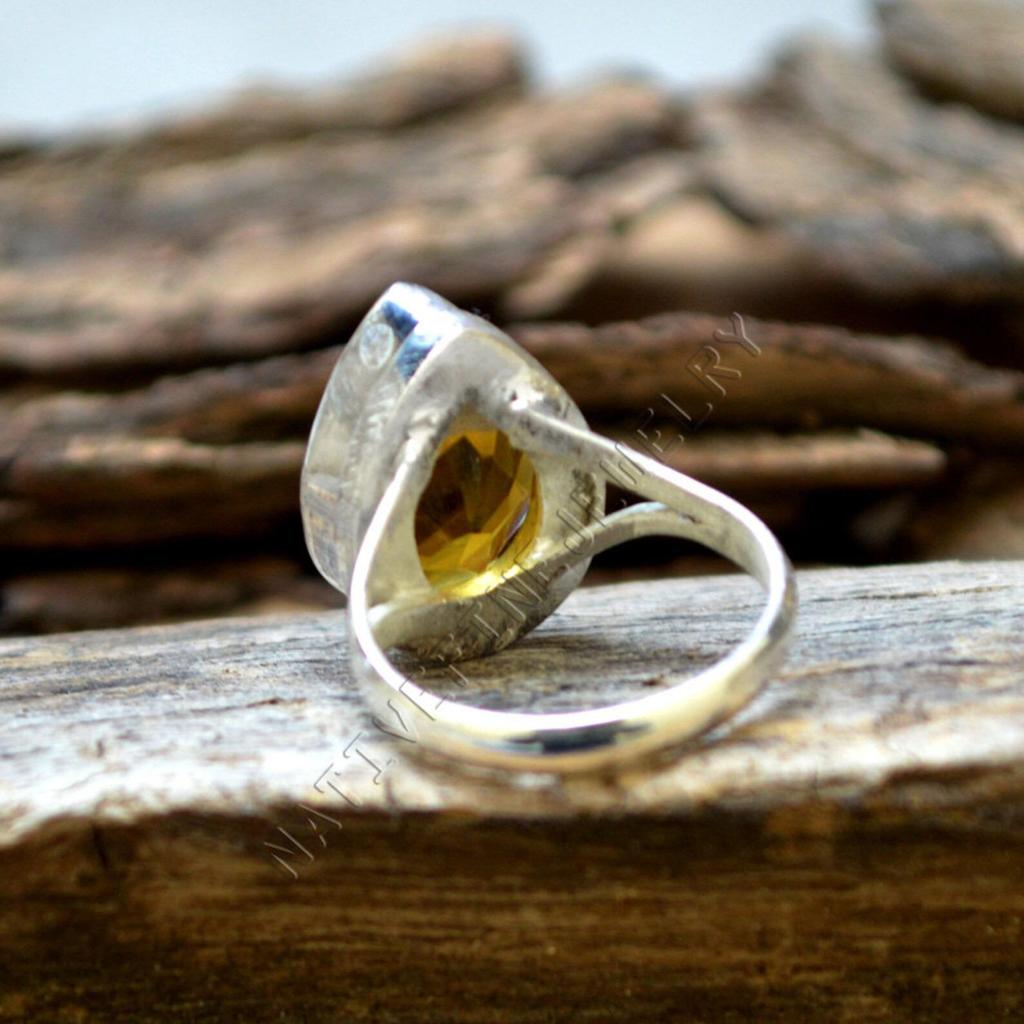 Madeira Yellow Citrine 925 Sterling Silver Ring Jewelry, Handmade Zodiac Stle Ring