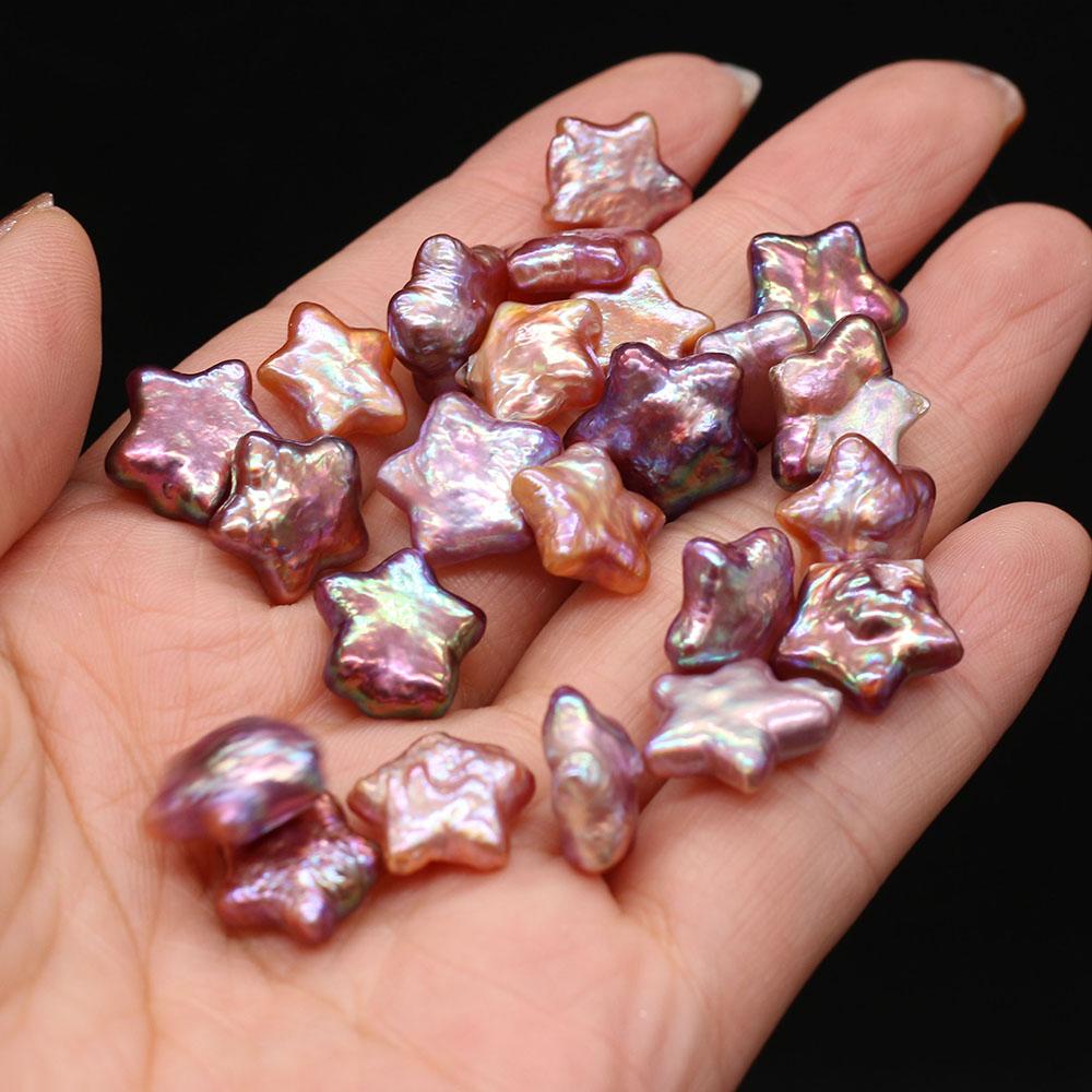 1Pc, Purple Non-porous Natural Shell Beads, Handmade Pentagram Loose Beads, 1.2-1.3cm, for DIY Necklace Bracelet Anklet Accessories, Jewelry Making