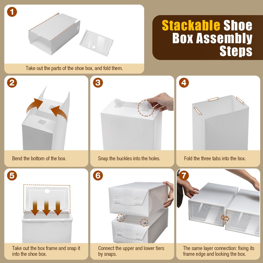 24PCS Transparent Shoe Boxes Stackable Shoe Cases Storage Large Dust-proof Sneaker Boxes - Thickened Version W/Flip-Up Door