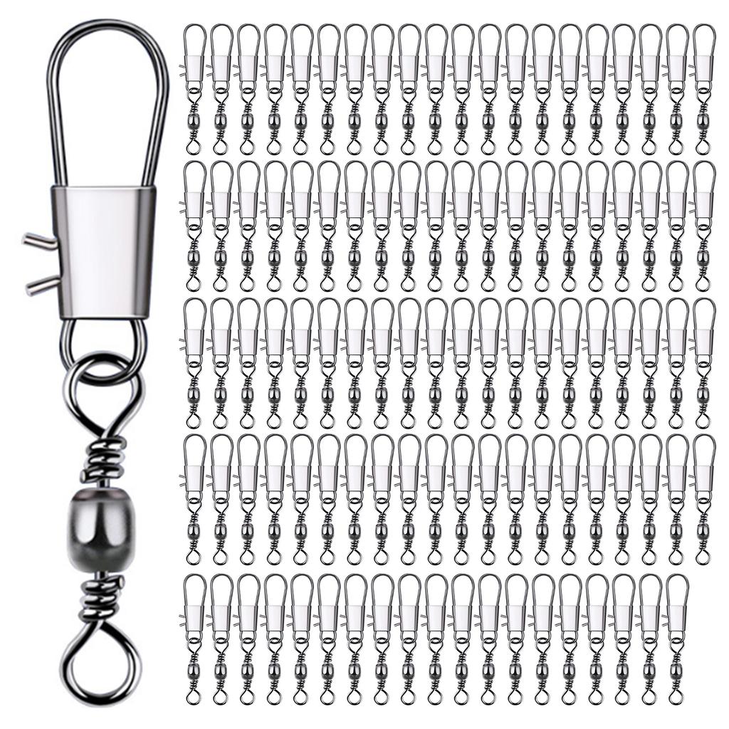 100 szt. Wysokowytrzymałe łożyska kulkowe toczne Krętliki baryłkowe z agrafką blokującą Złączki do przynęt wędkarskich Klips