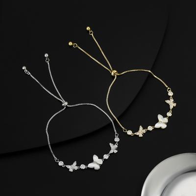 Adjustable Pull-out Bracelet Niche Design Shell Butterfly Stylish Women's Chain Bangle Perfect Gift for 2025