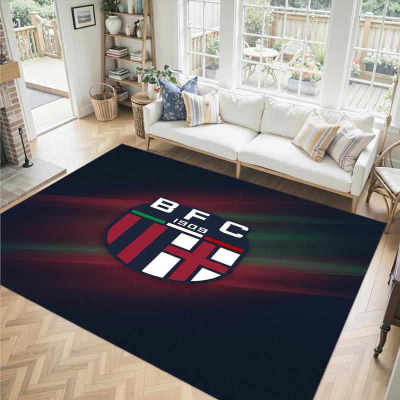 Bologna FC Design Crystal Velvet Carpet Cozy Non?Slip Printed Rug For Bedroom Living Room Entrance
