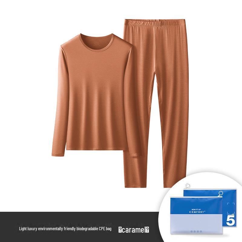 

Комплект женского термобелья: Пептидный протеин, однотонный, круглый вырез, длинный рукав, топ и брюки на осень/зиму. XL