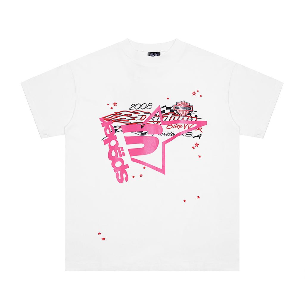 Sp5der hip hop singer Young Thug same foam letter 555555 couple T-shirt Pink short sleeve tee