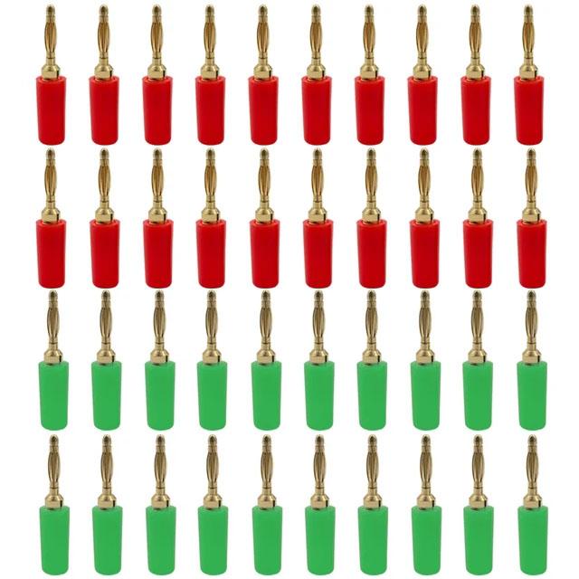 40pcs 2MM Banana Plug Socket 10A Small Lantern Plug Adaptor Connector Pure Copper Power Supply Terminal Red Black Green