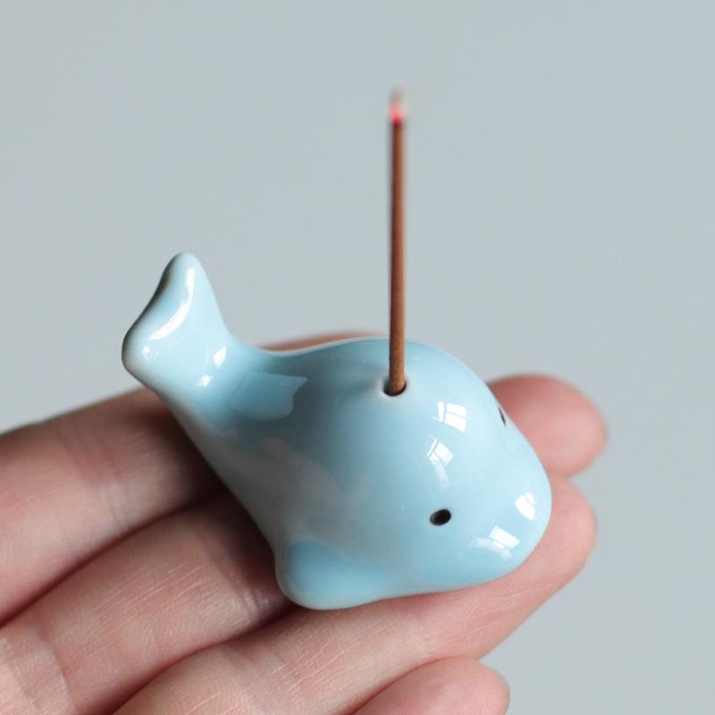 Creative Ceramic Cute Dolphin Incense Burner Animal Incense Holder Home Simple Agarwood Incense Stick