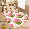 Luxurious Vintage Tulip Floral Pattern Floor Mat, Non-slip, Machine Washable, Suitable for Living Rooms, Bedrooms, and Home Déco