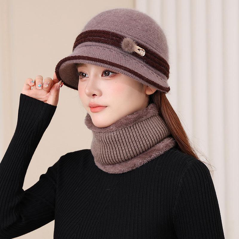 Rabbit Fur Thermal Hat Women's Fashion Cold-proof Wool Cap Autumn and Winter In The Elderly Fleece Cold-proof Cap