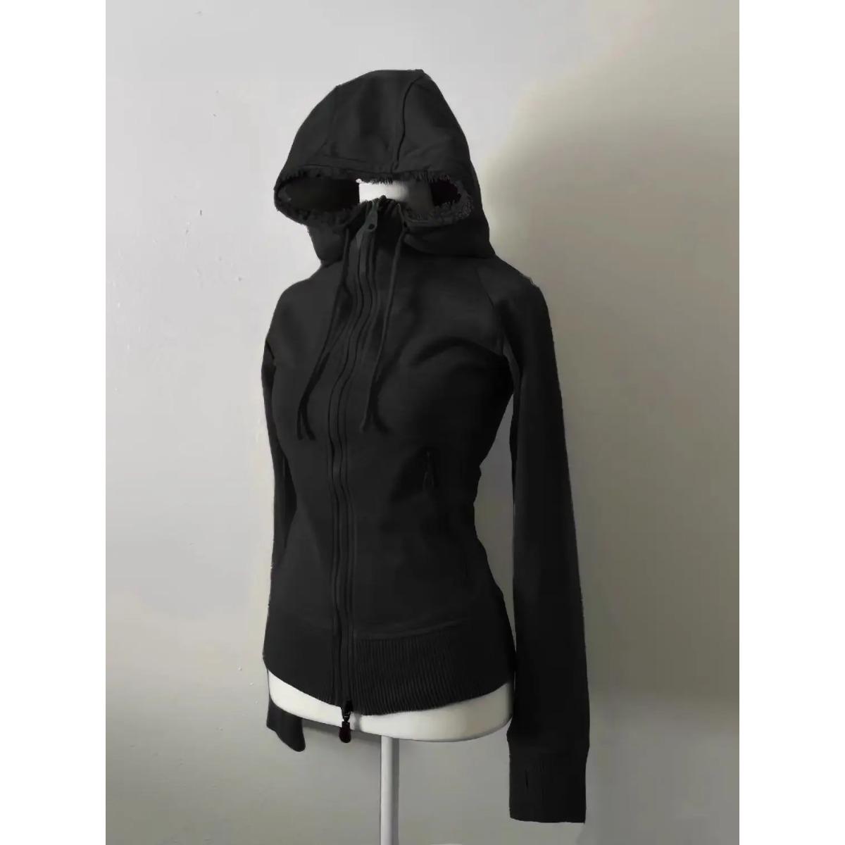 

2KWEIRD Готическая панк одежда Горячая девушка Зима Обтягивающие толстовки Y2k 2000-е Уличная одежда Корейская повседневная толстовка Харадзюку Винтажный худи Женский топ S чёрный