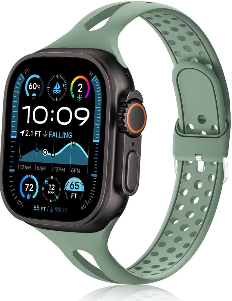

Slim strap for Apple watch band 40mm 46mm 44mm 41mm 45mm 49mm Silicone watchband correa bracelet iWatch 6 7 8 9 10 11 Ultra band 38mm 40mm 41mm сосна зеленый