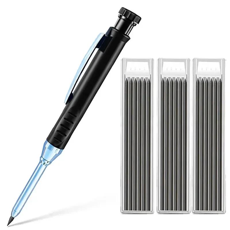 Non-Toxic 2.8Mm Solid Carpenter Mechanical Pencil With Sharpener For Woodworking Construction Long Head Carpenter Pencil Stationery Supply