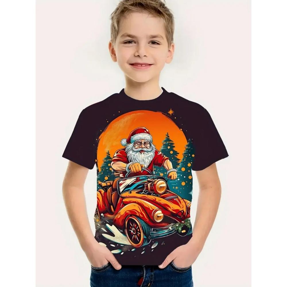 Children's Clothing Santa Claus 3D Print T-Shirts for Boys Short Sleeve Child T-Shirt Christmas Casual Girls Summer Clothes Tops