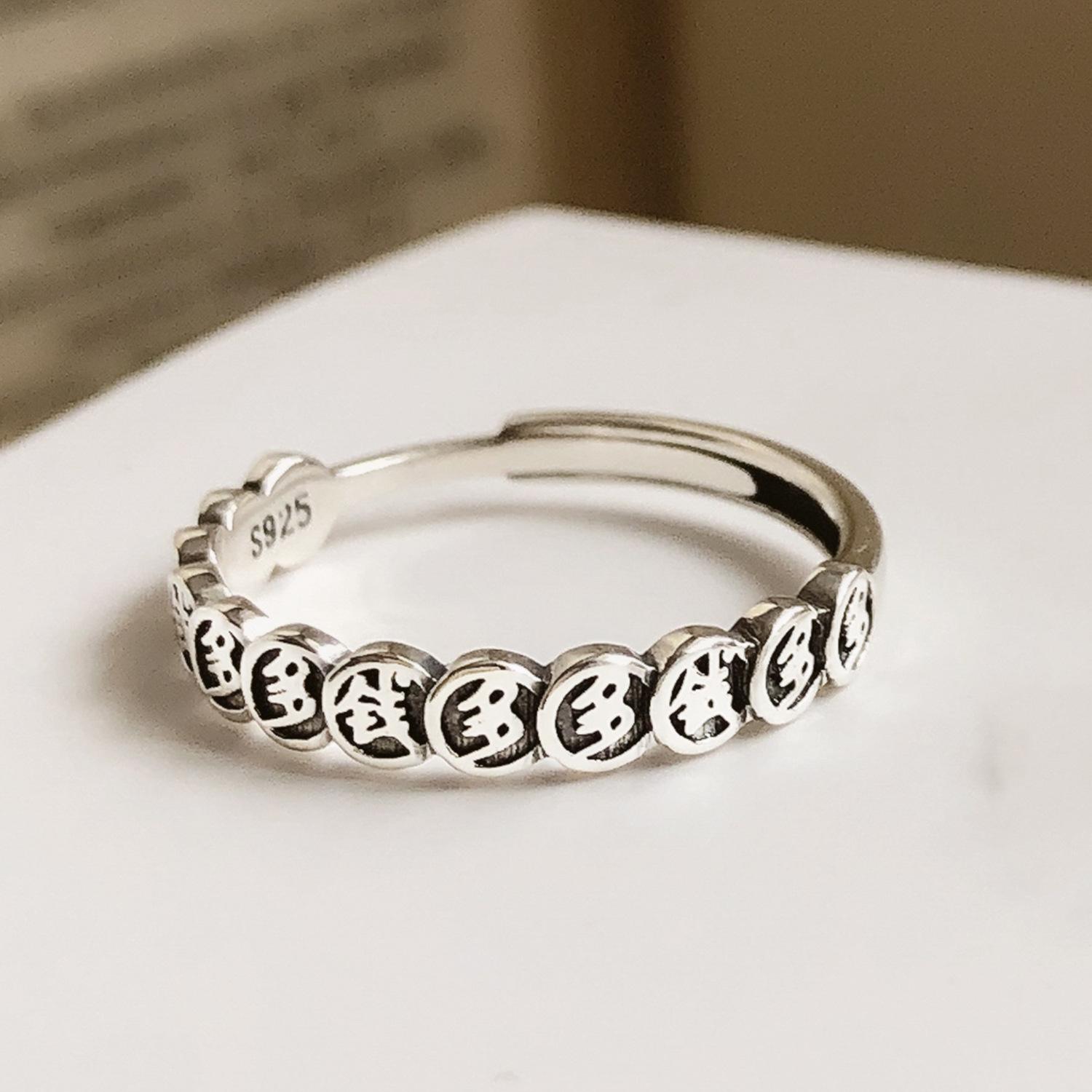 

Стильное серебряное кольцо S925 Манеки-неко, регулируемый размер, современный вид, для женщин J1703 Large