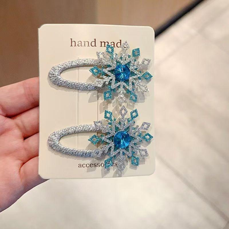 

Creative Cartoon Snowflake Hair Clips for Kids - Rhinestone-Adorned Fabric Fully Wrapped Barrettes, Gentle on Toddlers Hair