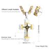 Male Vintage Christian Trinity Latin Cross Necklace Multi-layers Stainless Steel Cross Pendants Necklaces Catholic  Jewelry