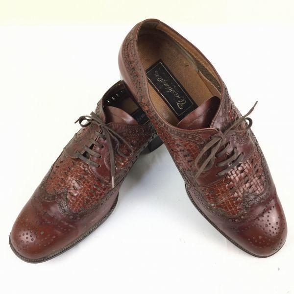 

Washington/ Vintage Handmade Wingtip Business Shoes Leather Brown 24cm Braided Design(USED)