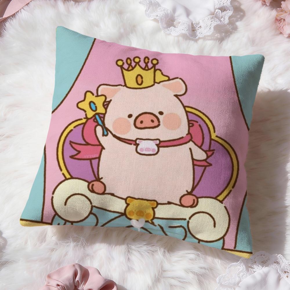 Cartoon L-Lulu Pig Pink Cushion Cover Premium Comfort Reversible Pillow Cove -Two in One Design for Any Room & Car Interior
