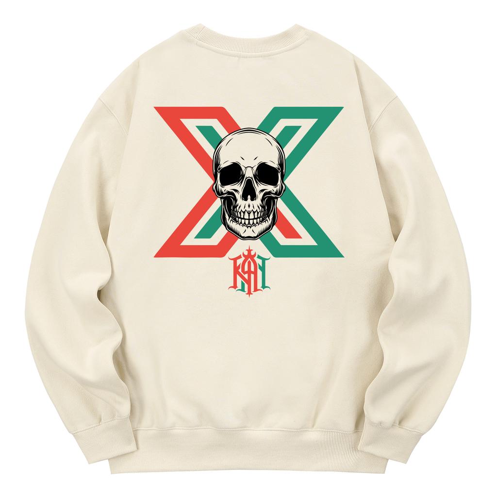 KAN6312 Kmc0149 X-Skull Fleece-Lined Sweatshirt - Cream