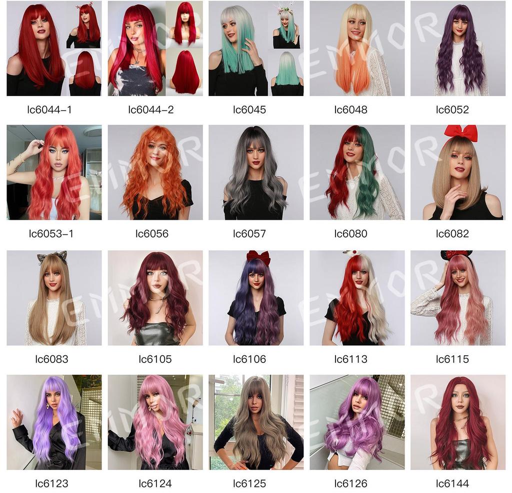 Rose Red Long Cosplay Wig with Bangs - European/American Style, Curly, Realistic, Full Head