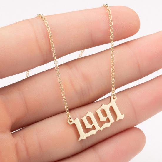 1980-2019 Doğum Yılı Numarası Charm Kolye Paslanmaz Çelik Zincir Kolye Takı