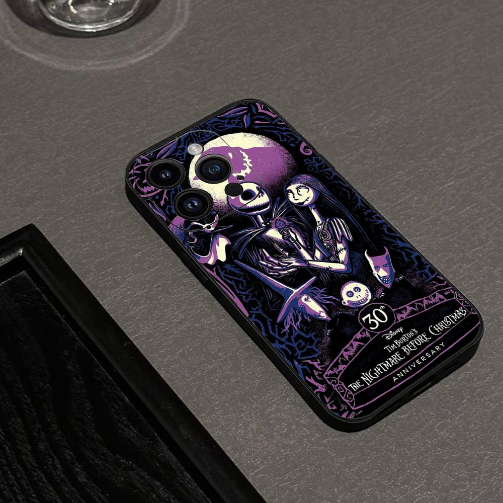 The N-Nightmare Before Christmas Phone Case For Iphone 16 15 11 13 14 Pro Max 7 8 Plus X Xr Xs Max 12mini Black Shell Cover Case