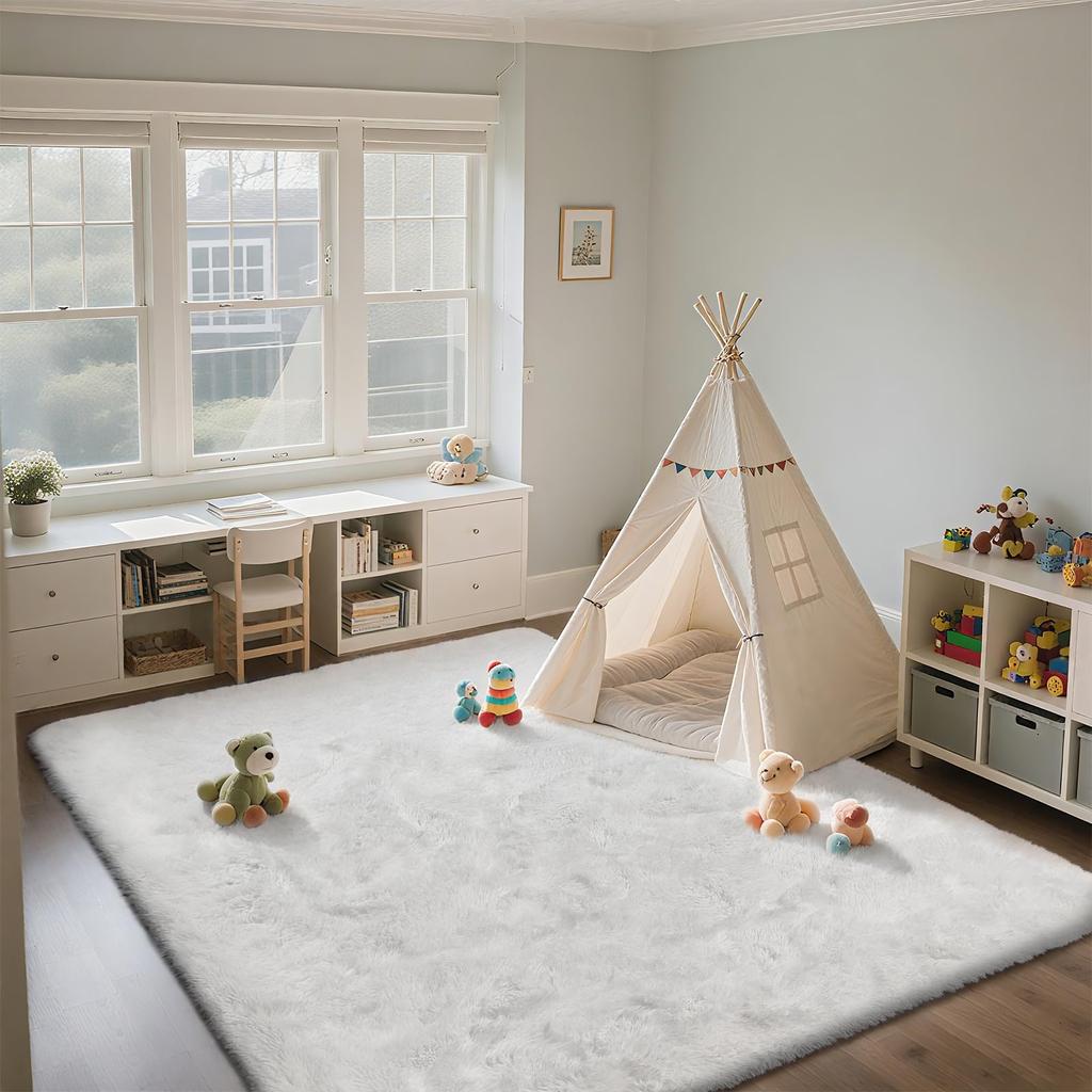 Ultra-Soft Puffy Rug, Bedroom & Living Room Indoor Floor Mat, Nursery Carpet, Children's Girls' Room Home Decor