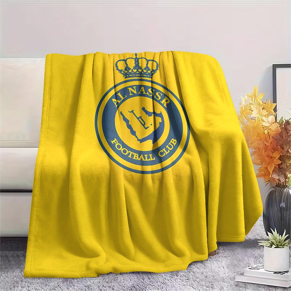 Koc flanelowy z nadrukiem Al Nassr FC, Wysokiej jakości, Wygodny na wszystkie pory roku, Wystrój domu, Ciepło i komfort