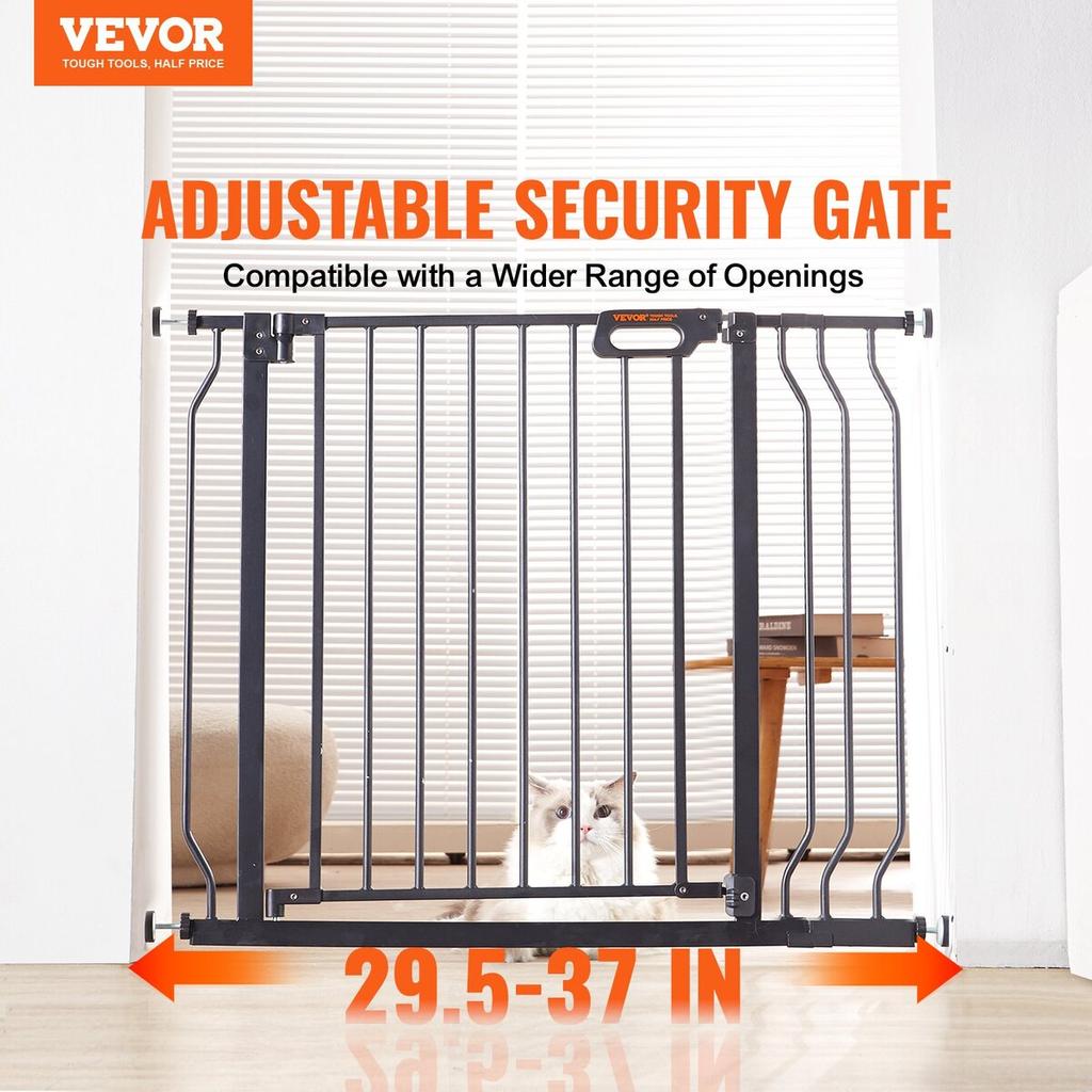 Baby Gate, 29.5"-39" Extra Wide, 30" High, Dog Gate for Stairs Doorways and House, Easy Step Walk Thru Auto Close Child Gate Pet Security Gate with
