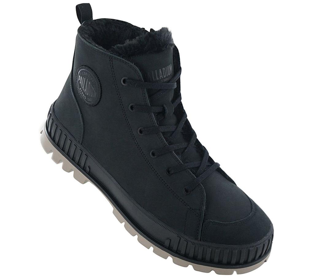 Palladium Shock Leather ZIP Warm - Men's Winter Boots Lined Boots Leather Black 74439-008-M ORIGINAL