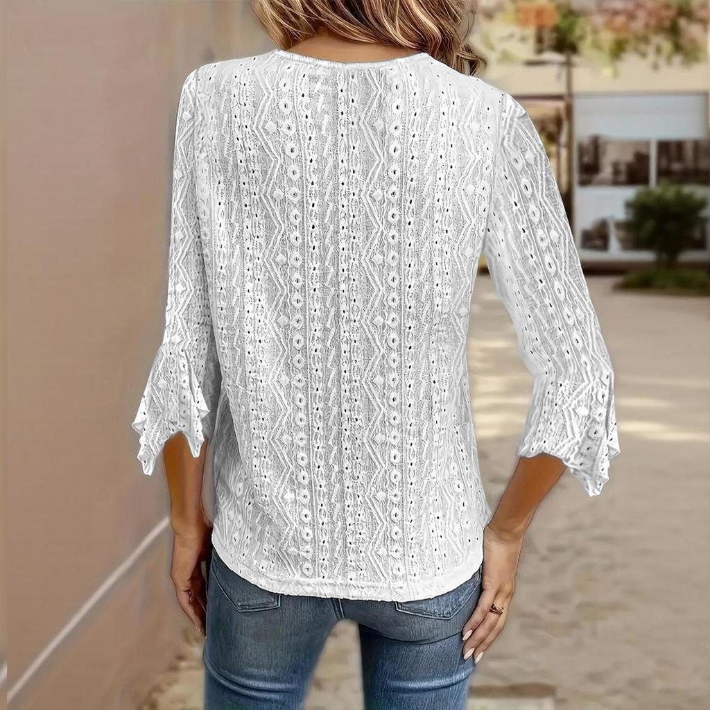 Damenmode Einfarbig Spitze Spleißen Lässig Ausgehöhltes Top