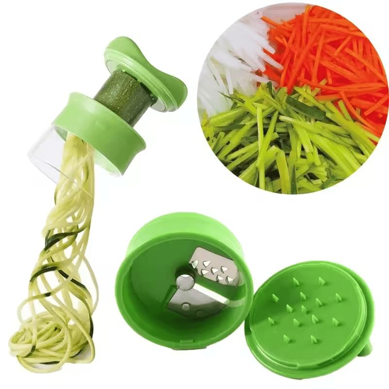 Adjustable Handheld Spiral Vegetable Slicer Manual Zucchini Noodle Maker Rotary Fruit Peeler with Stainless Steel Blades